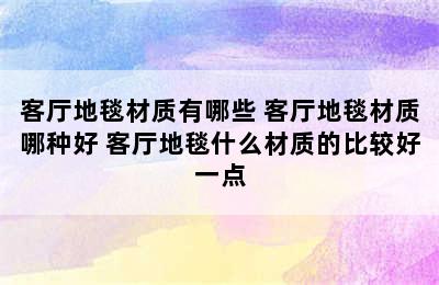 客厅地毯材质有哪些 客厅地毯材质哪种好 客厅地毯什么材质的比较好一点